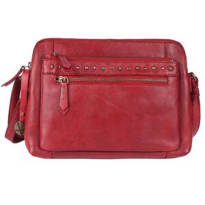 2148 Genuine Italian Leather Boho Studded Shoulder Sling Bag 10.5 Inch